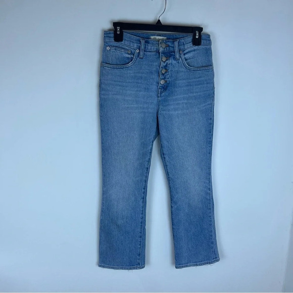 Madewell Cali Demi Button Fly Boot Cut Jeans Size 26 Light Blue - Picture 3 of 7